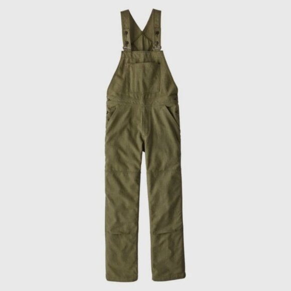 Patagonia Women M All Seasons Hemp Canvas Bib Overalls Cotton Double Knee Green - Picture 1 of 9